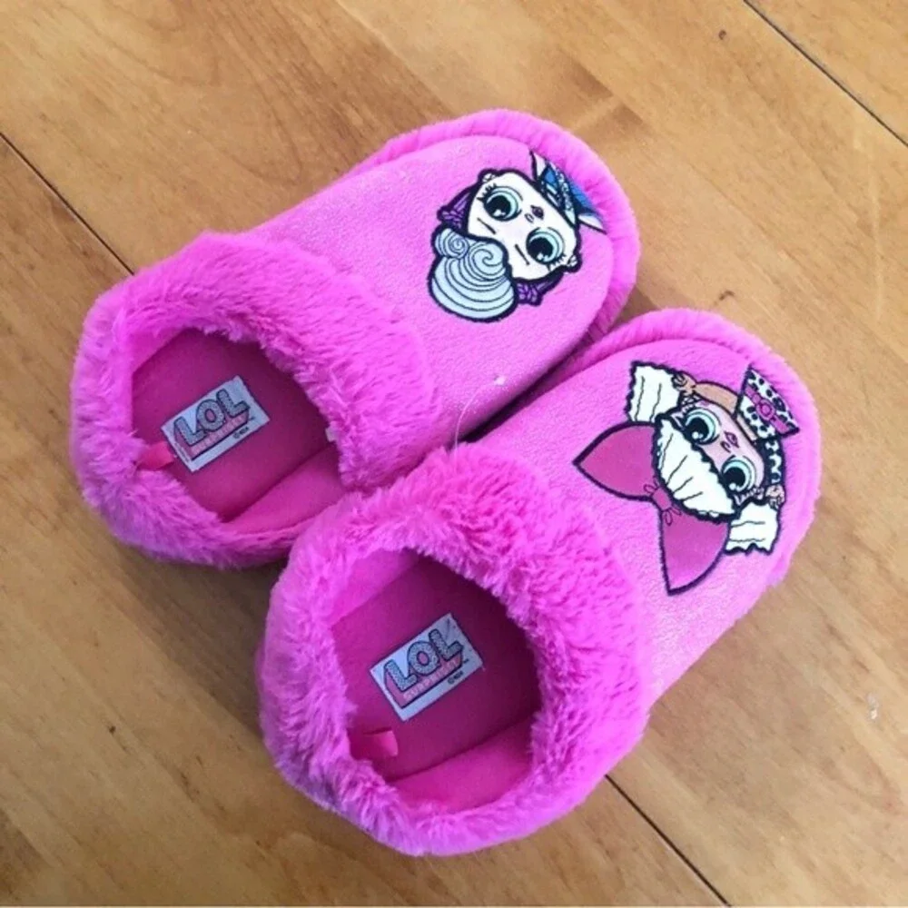 LOL Surprise Girls Pink Plush Slippers Diva Miss Punk Size 2-3